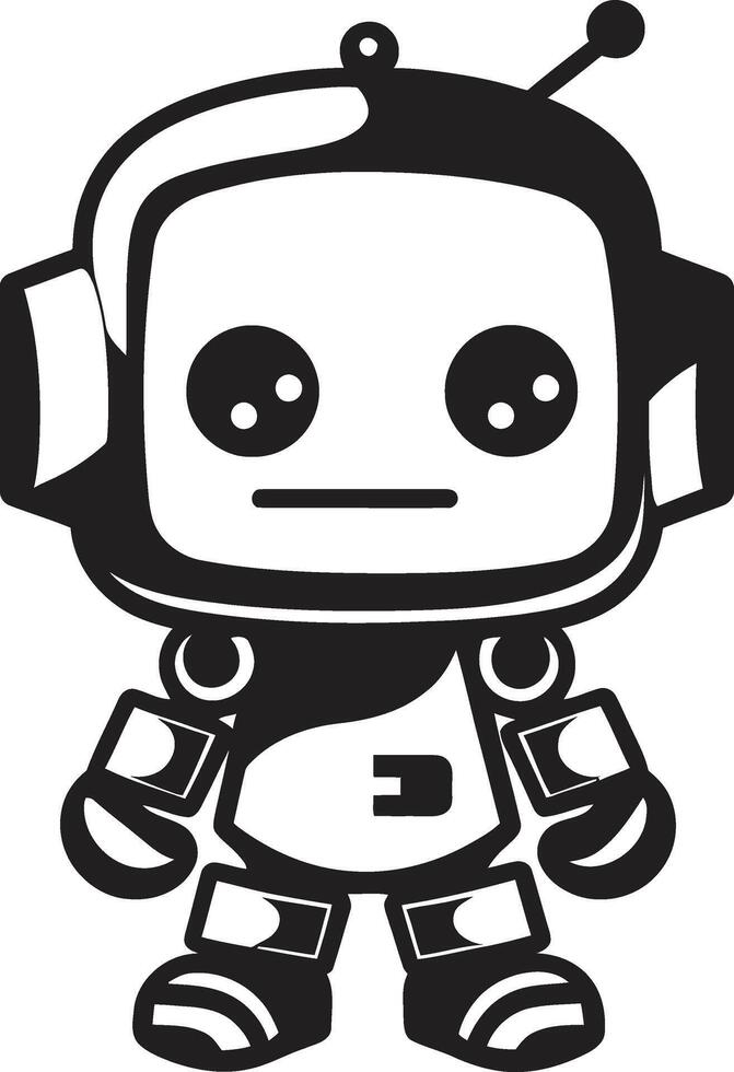 Nano Nudge Insignia Adorable Robot Chatbot Icon for Digital Assistance Micro Marvel Crest Small Robot Logo for Conversational Magic vector