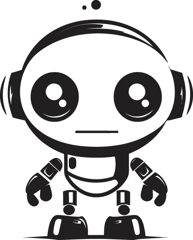 Chat Companion Badge Small and Cute Robot Vector Icon for Friendly Conversations Whiz Widget Insignia Tiny Robot Chatbot Icon for Tech Conversations