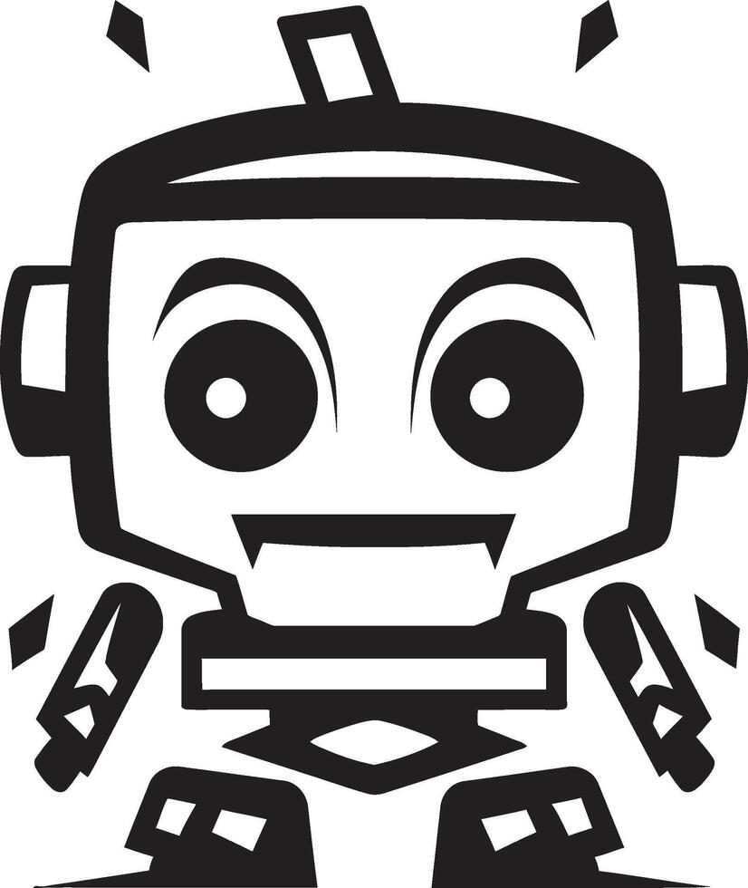 nano empujar cresta compacto robot logo para digital asistencia byte tamaño larva del moscardón Insignia adorable robot vector icono para charla asistencia