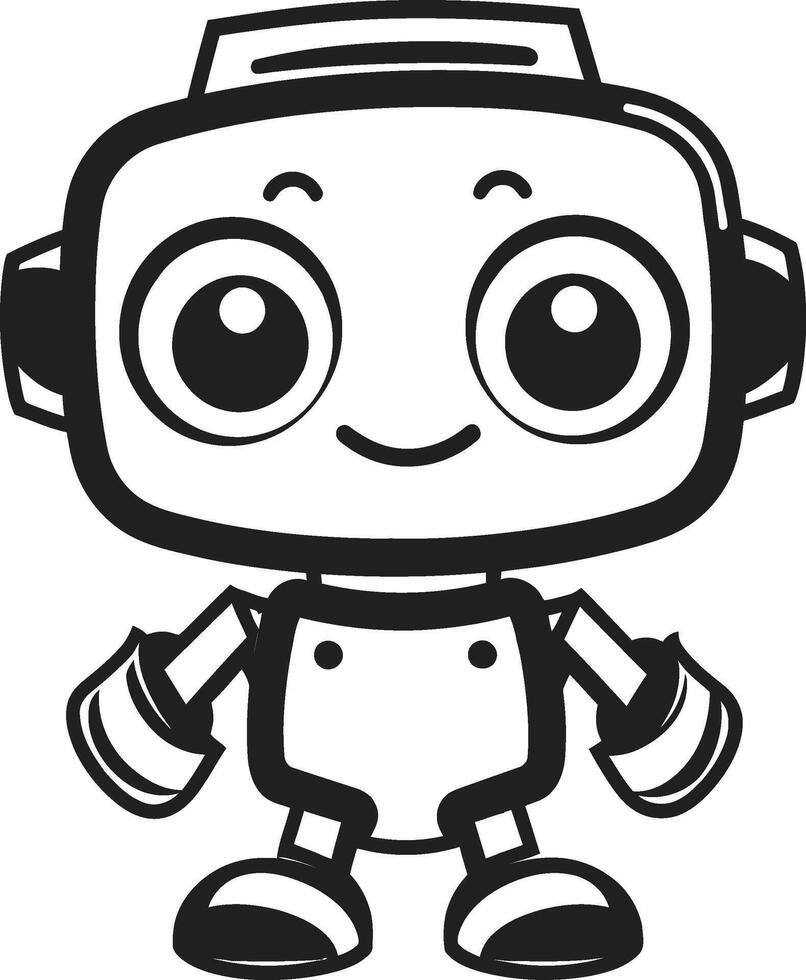 Byte sized Bot Crest Vector Icon of a Small Robot for Chat Assistance Pint sized Pal Insignia Adorable Robot Chatbot Logo for Compact Connections