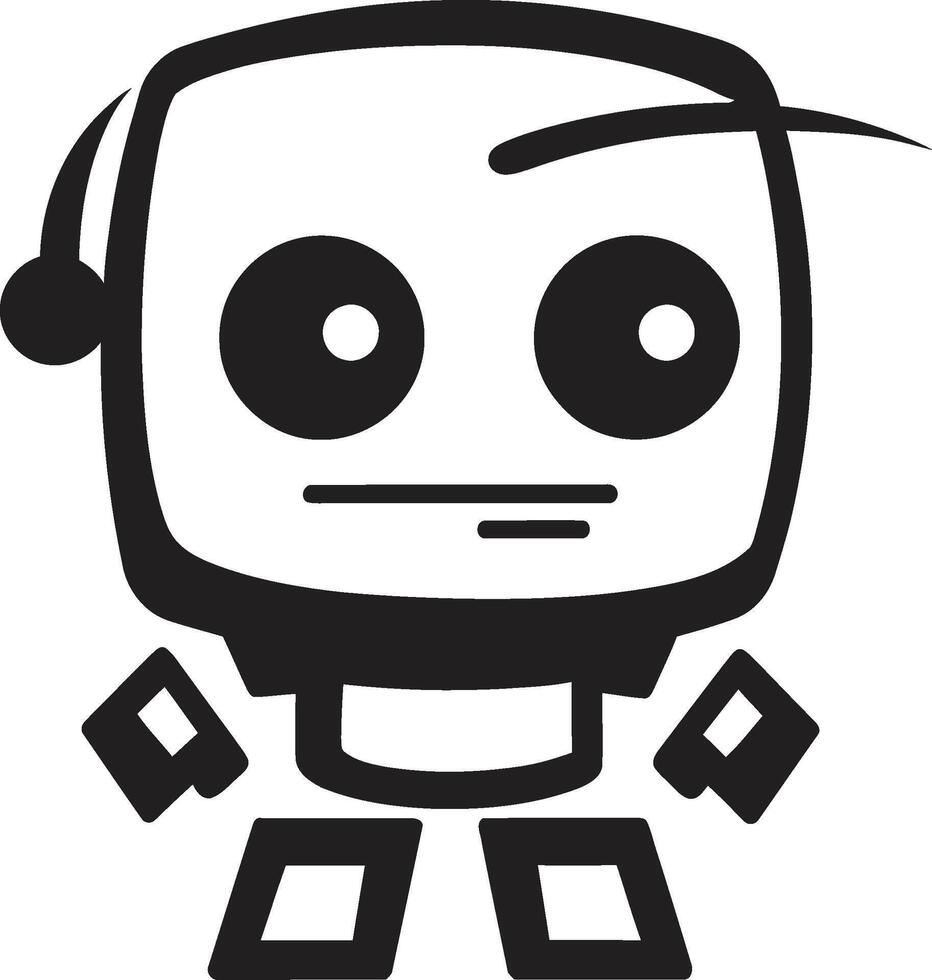 charla compañero insignias adorable robot logo para simpático conversaciones zumbido widget cresta miniatura robot vector icono para tecnología conversaciones