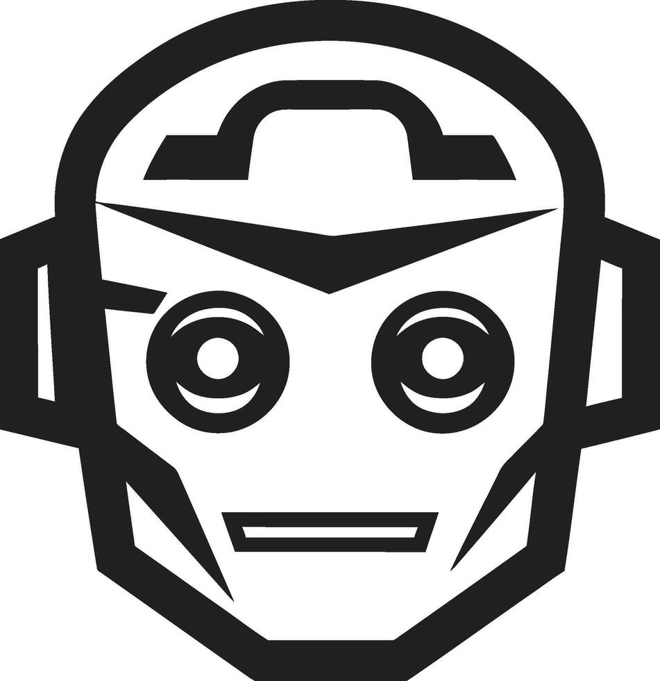 Whiz Widget Crest Adorable Robot Logo for Tech Conversations Talkbox Totem Badge Miniature Robot Vector Icon for Chat Delight