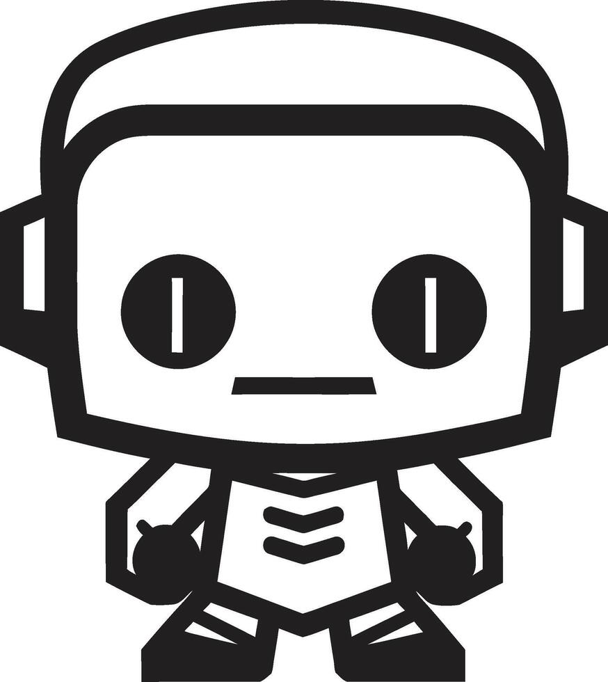 Pocket Pal Insignia Small Robot Chatbot Design for Compact Connections Byte sized Bot Crest Vector Icon of a Cute Robot for Chat Assistance