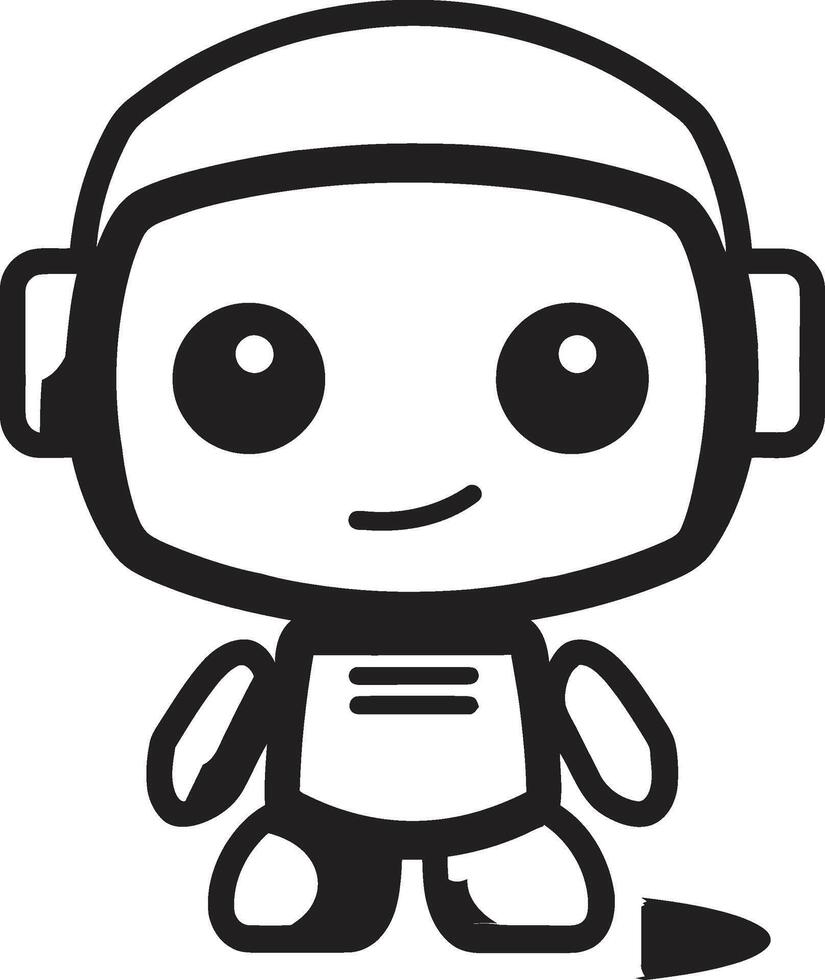 Whiz Widget Badge Adorable Robot Vector Icon for Tech Conversations Talkbox Totem Insignia Miniature Robot Chatbot Design for Chat Delight