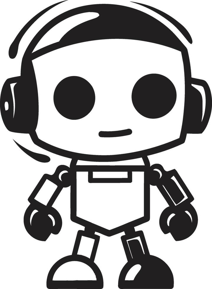 Microbot Magic Crest Tiny and Cute Robot Logo for Conversational Delight Chat Companion Badge Miniature Robot Vector Icon for Friendly Conversations
