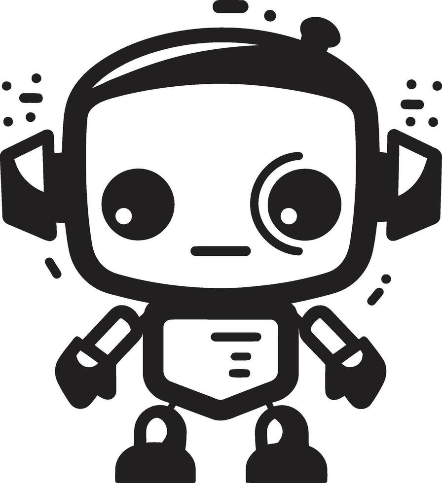 Chat Companion Crest Adorable Robot Logo for Friendly Conversations Whiz Widget Badge Small and Cute Robot Vector Icon for Tech Conversations