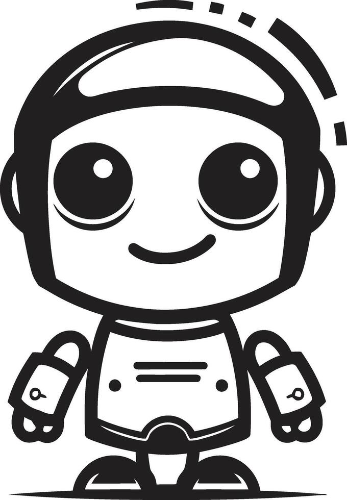 Byte sized Bot Badge Adorable Robot Vector Icon for Chat Assistance Whiz Widget Insignia Small Robot Chatbot Icon for Tech Conversations