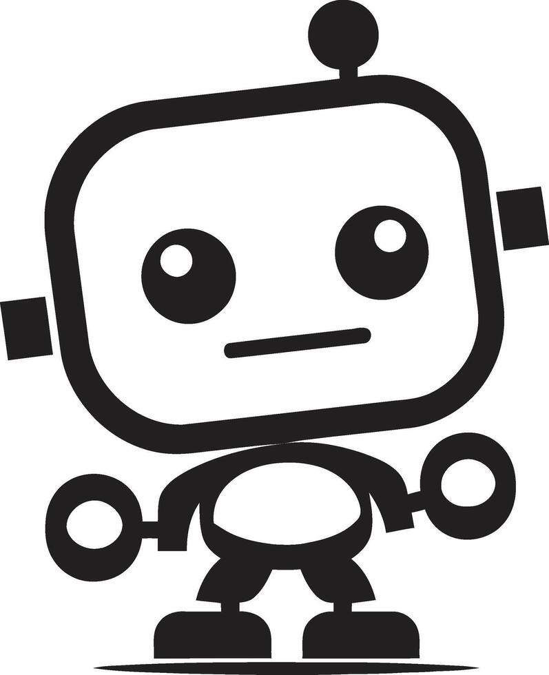 Nano Nudge Insignia Cute Robot Chatbot Icon for Digital Assistance Byte sized Bot Crest Vector Icon of a Small Robot for Chat Assistance