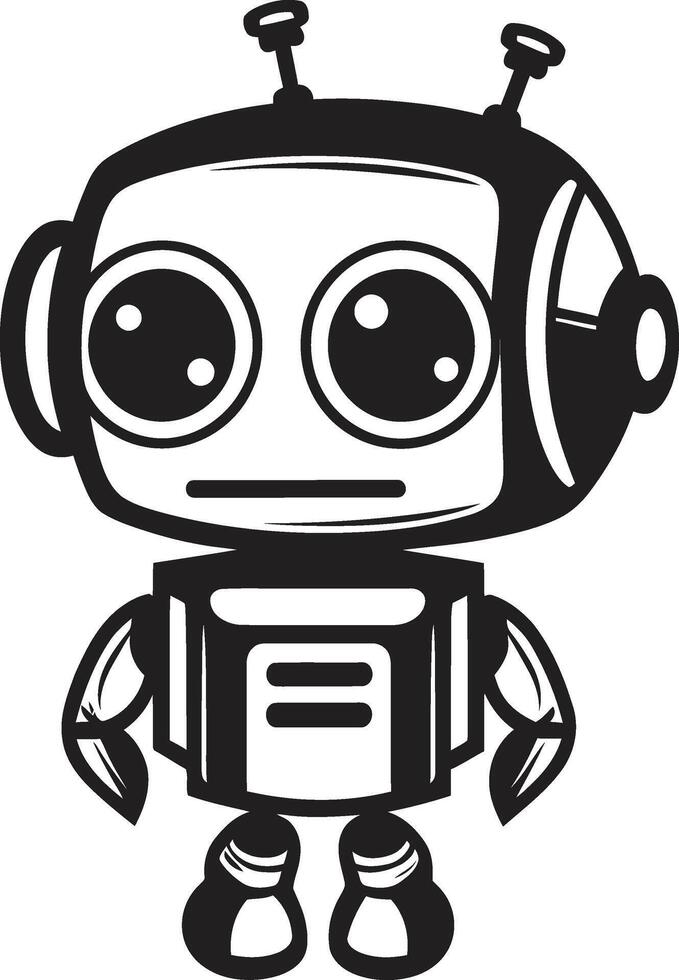 Mini Mech Marvel Badge Vector Icon of a Tiny and Adorable Robot for Chat Delight Pocket Pal Insignia Small and Cute Robot Chatbot Design for Compact Connections