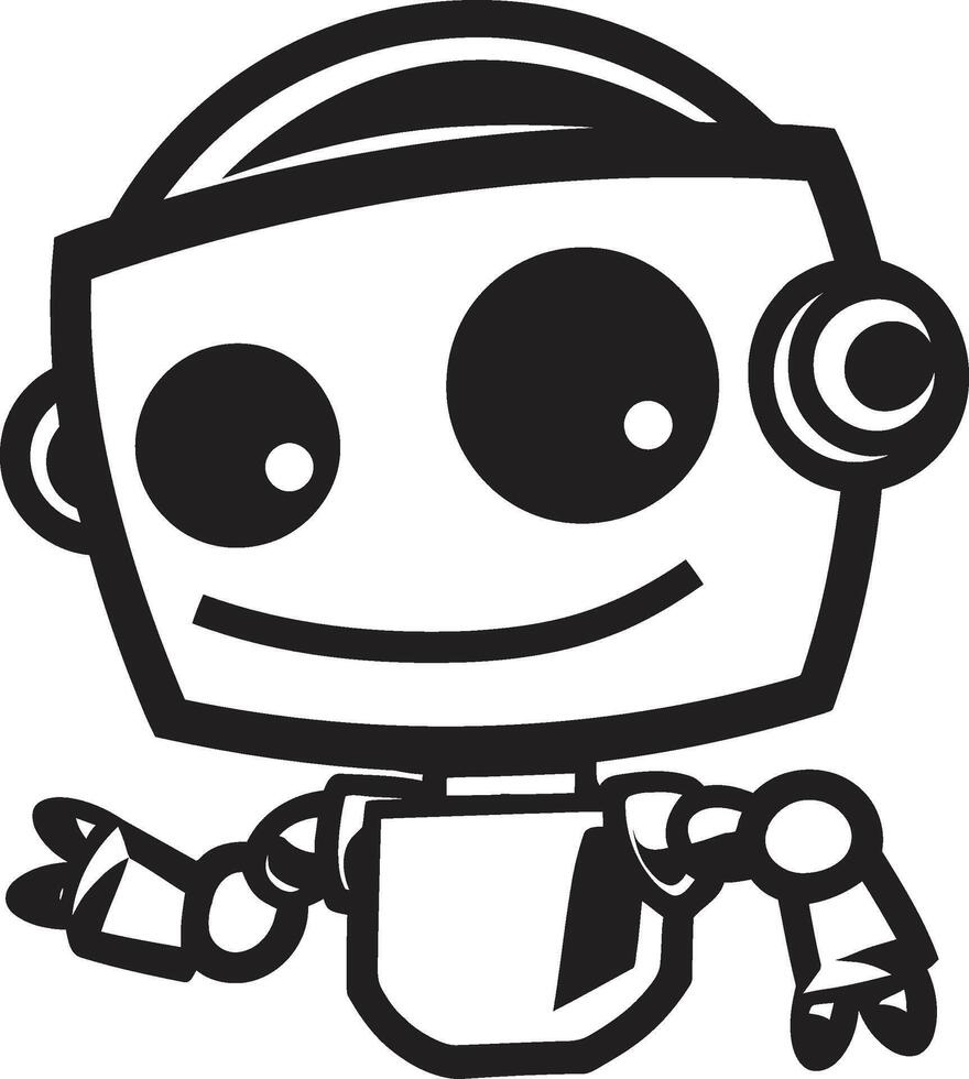 Pint sized Pal Crest Small and Cute Robot Icon for Compact Connections Byte sized Bot Badge Adorable Robot Vector Icon for Chat Assistance