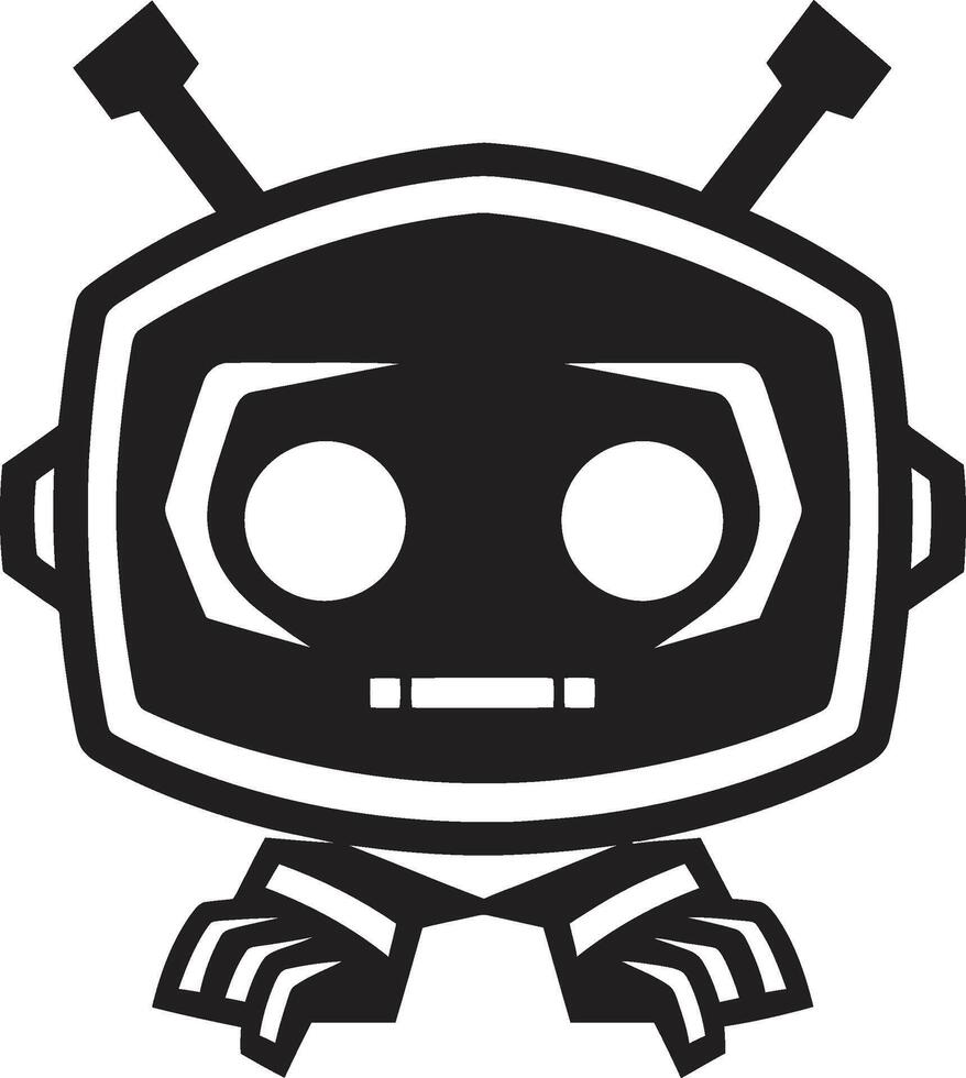 Pocket Pal Insignia Small and Cute Robot Chatbot Design for Compact Connections Whiz Widget Crest Adorable Robot Logo for Tech Conversations vector