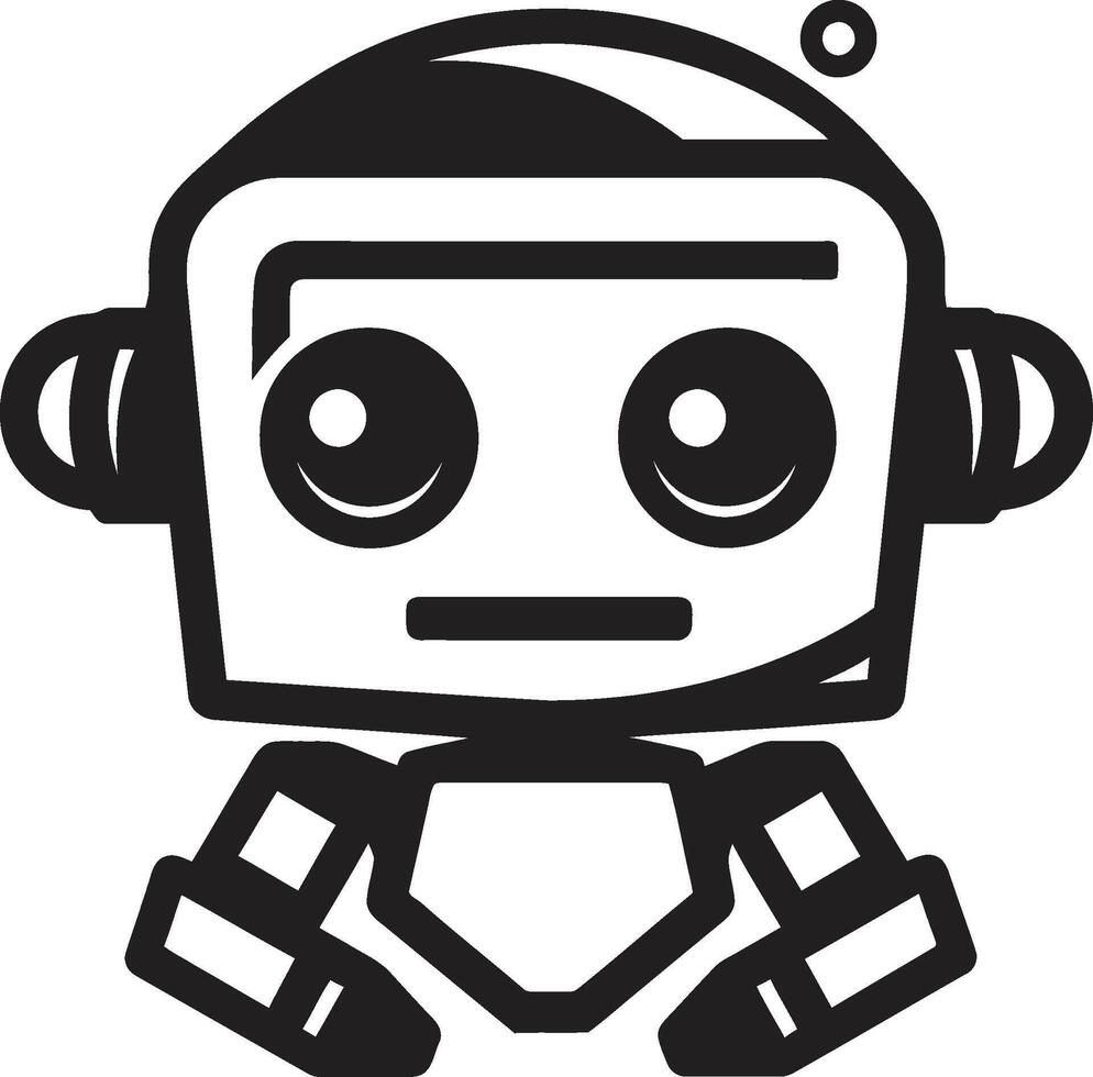 zumbido widget cresta pequeño robot chatbot icono para tecnología conversaciones digi compañero Insignia linda robot logo para digital conexiones vector