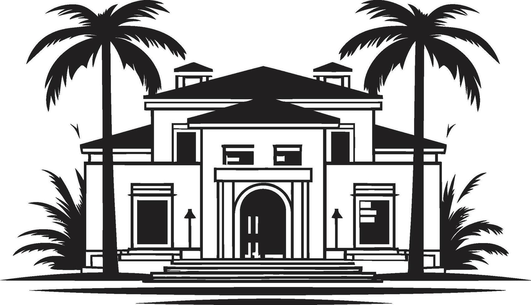 Contemporary Charm Insignia Sleek Emblem Featuring Modern Villa Architectural Marvel Crest Luxurious Modern Villa Vector Icon