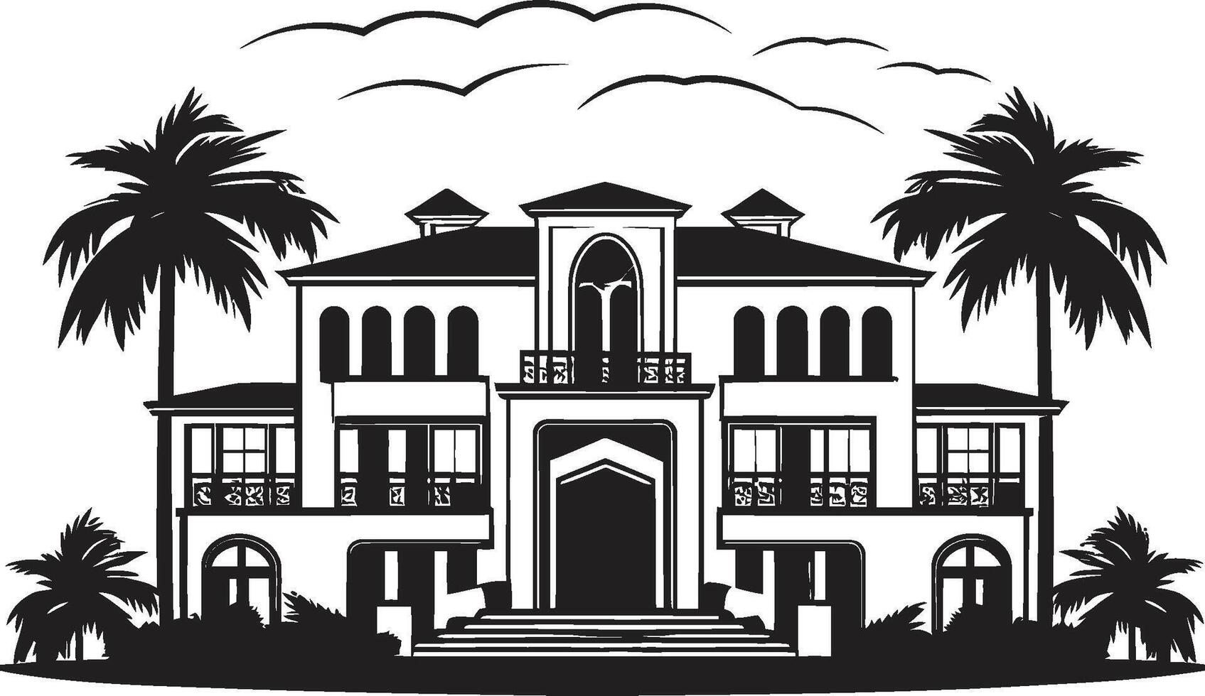 Sky High Residences Crest Sleek Modern Villa Icon in Stylish Logo Villa Verve Badge Opulent Modern Villa Logo for Premium Branding vector