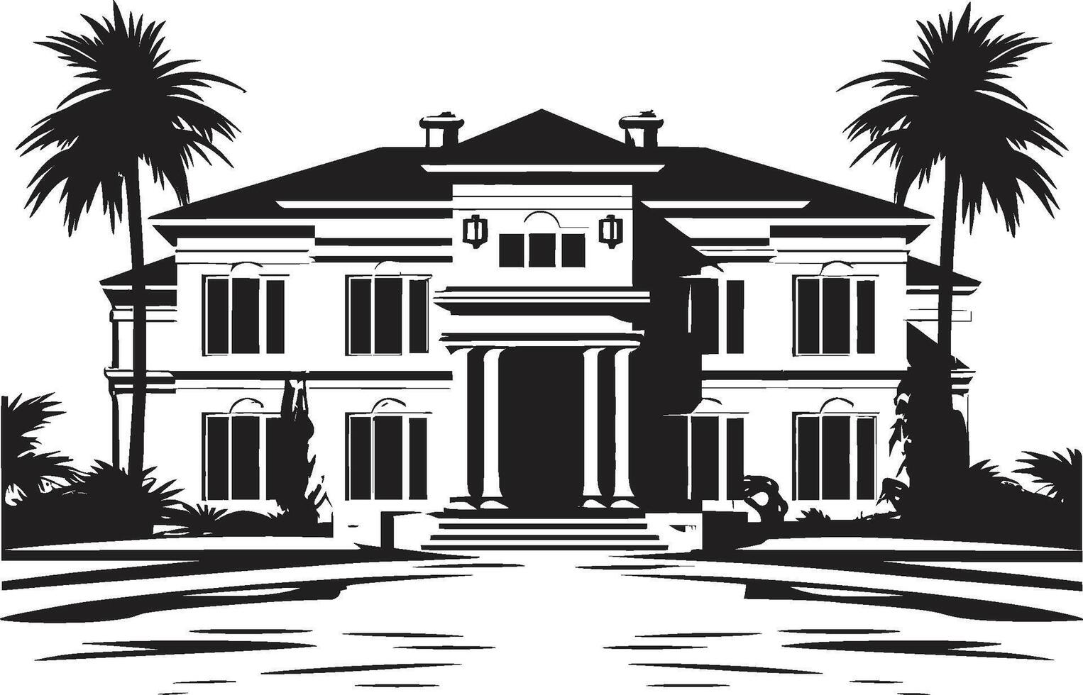 Elegance Residences Insignia Modern Villa Logo for Premium Branding Skyline Sanctuary Crest Stylish Emblem with Modern Villa Icon vector