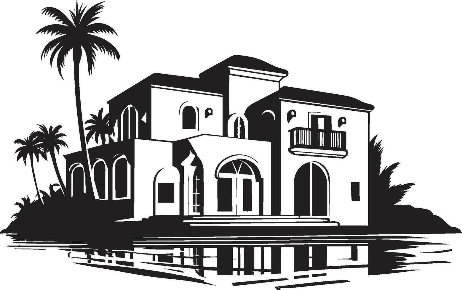Architectural Marvel Insignia Modern Villa Logo for Exclusive Branding Urban Oasis Crest Sleek Modern Villa Icon in Stylish Logo vector