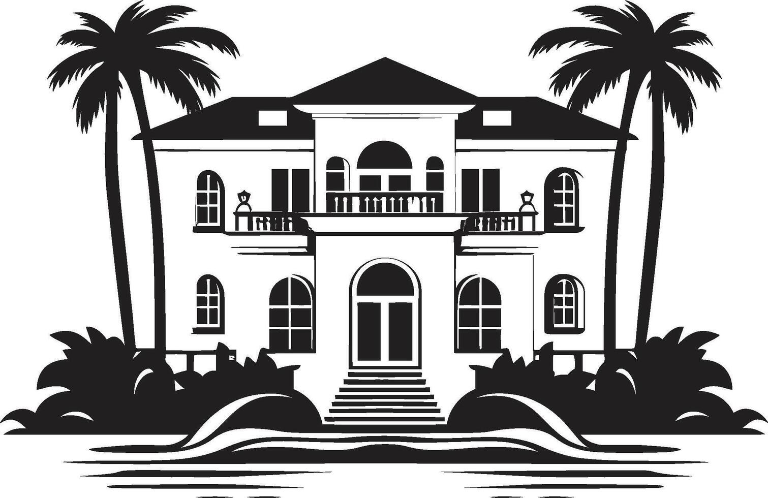 urbano oasis insignias contemporáneo villa icono en elegante diseño elegancia residencias cresta pulcro logo presentando moderno villa silueta vector