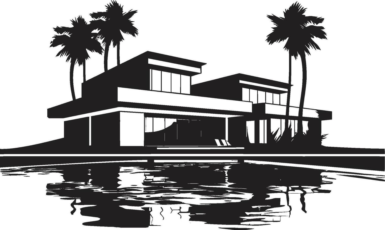 arquitectónico maravilla Insignia vector diseño de un moderno villa para exclusivo marca villa vista insignias panorámico ver logo con moderno villa icono