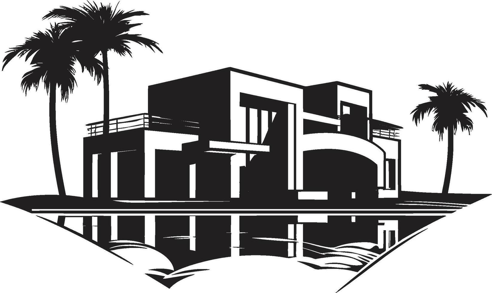 villa brío cresta panorámico ver logo de un moderno villa futurista vivienda Insignia elegante moderno villa icono en elegante logo vector