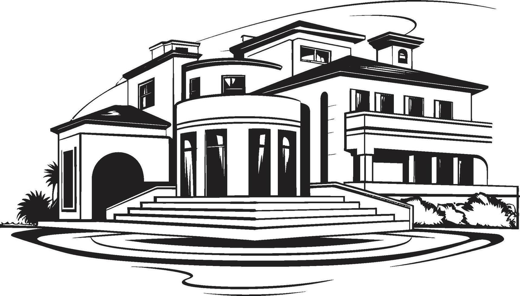 Urban Utopia Crest Elegant Modern Villa Logo for City Living Design Harmony Badge Artistic Emblem with Modern Villa Silhouette vector