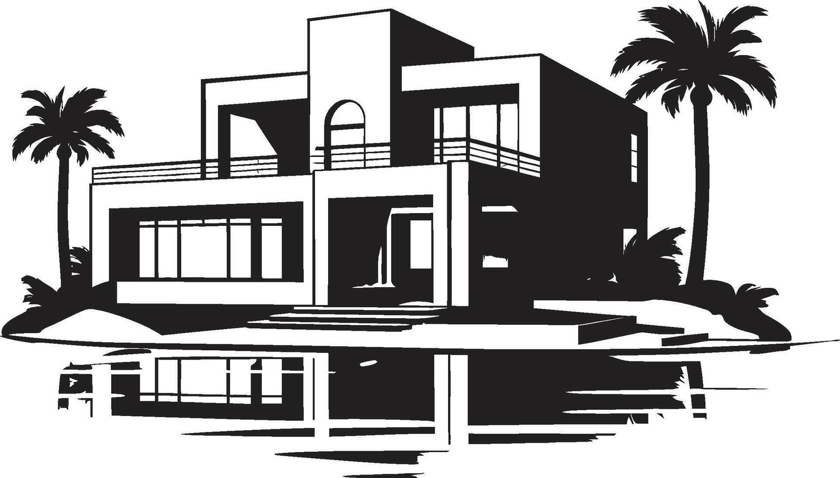 Architectural Marvel Crest Luxurious Modern Villa Vector Icon Urban Oasis Badge Modern Villa Logo for Urban Living