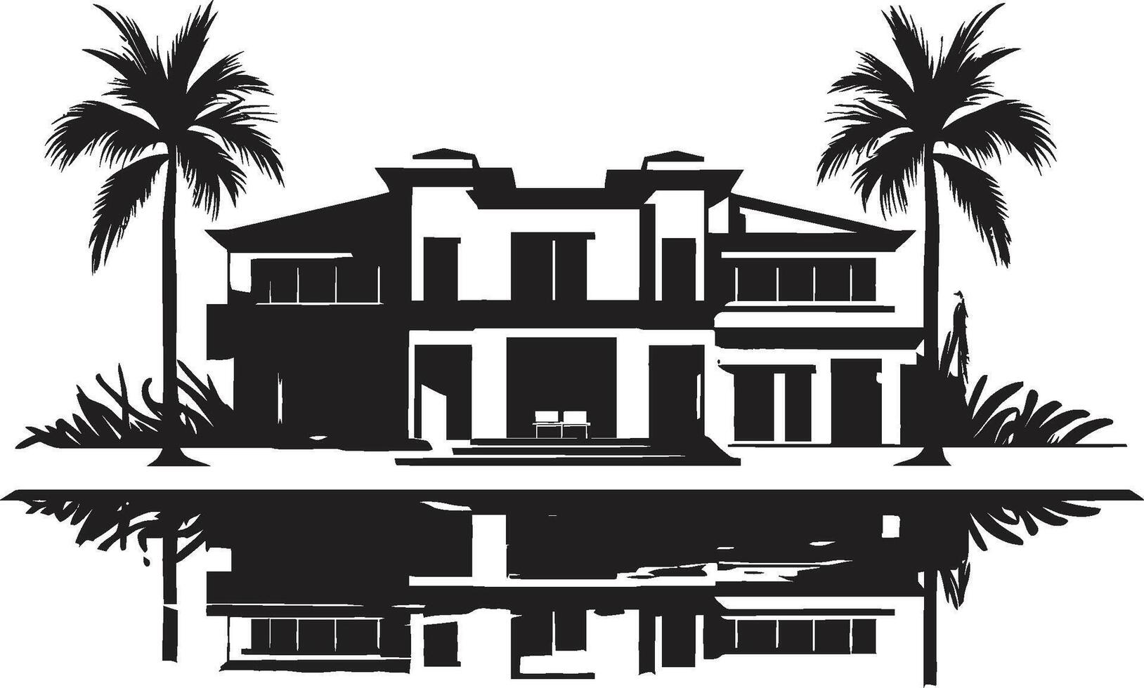 Elegance Residences Insignia Modern Villa Logo for Premium Branding Skyline Sanctuary Crest Stylish Emblem with Modern Villa Icon vector