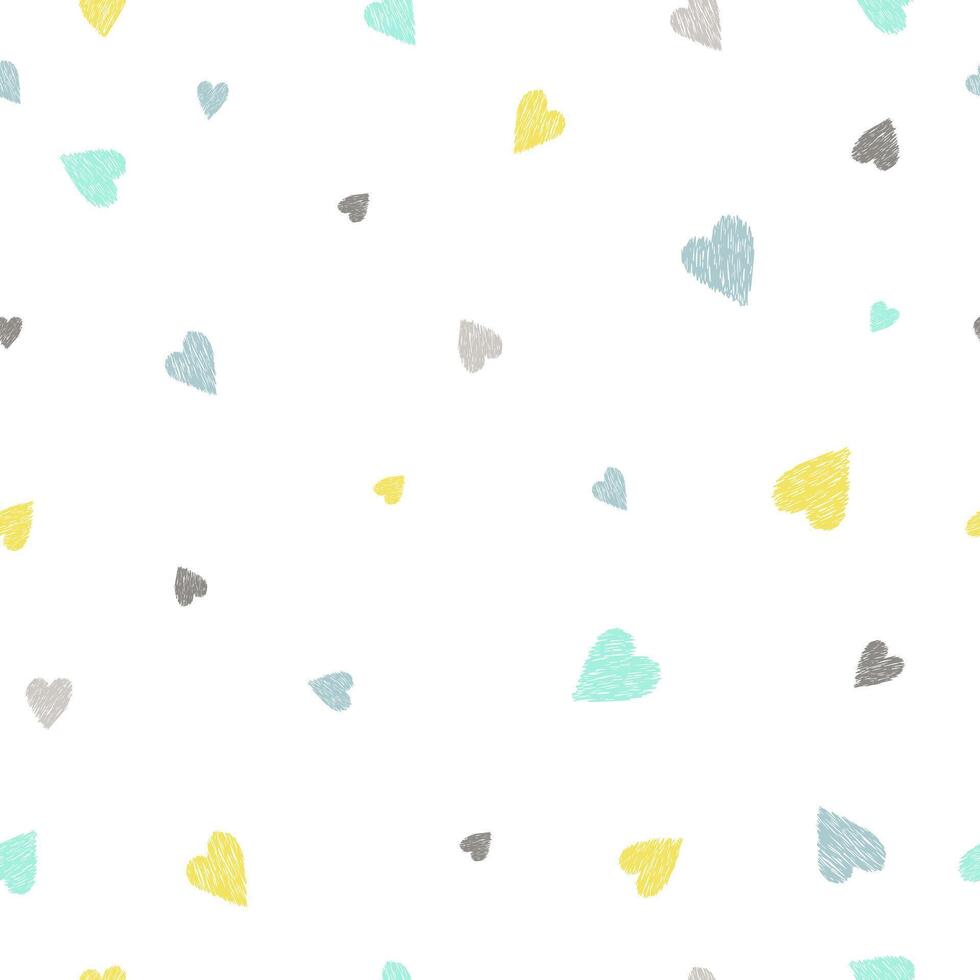 Seamless heart pattern. Repetitive hand draw of pastel colors. vector