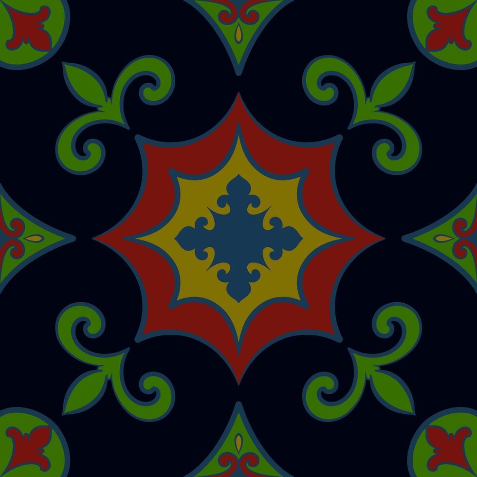 antecedentes Clásico mandala ornamento cerámicas, geométrico retro mosaico modelo vector