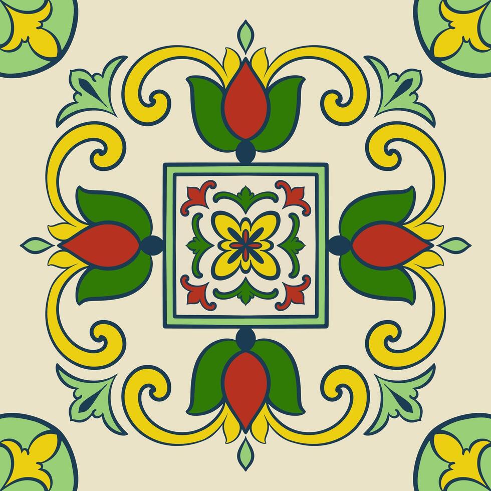 antecedentes Clásico ornamento cerámicas, geométrico retro mosaico modelo vector