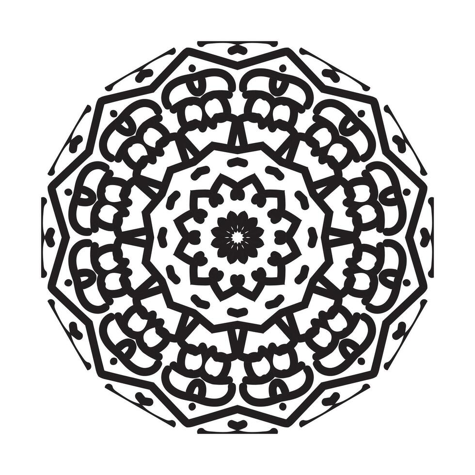 patrón circular en forma de mandala para henna, mehndi, tatuaje, decoración. adorno decorativo en estilo étnico oriental. página de libro para colorear. vector