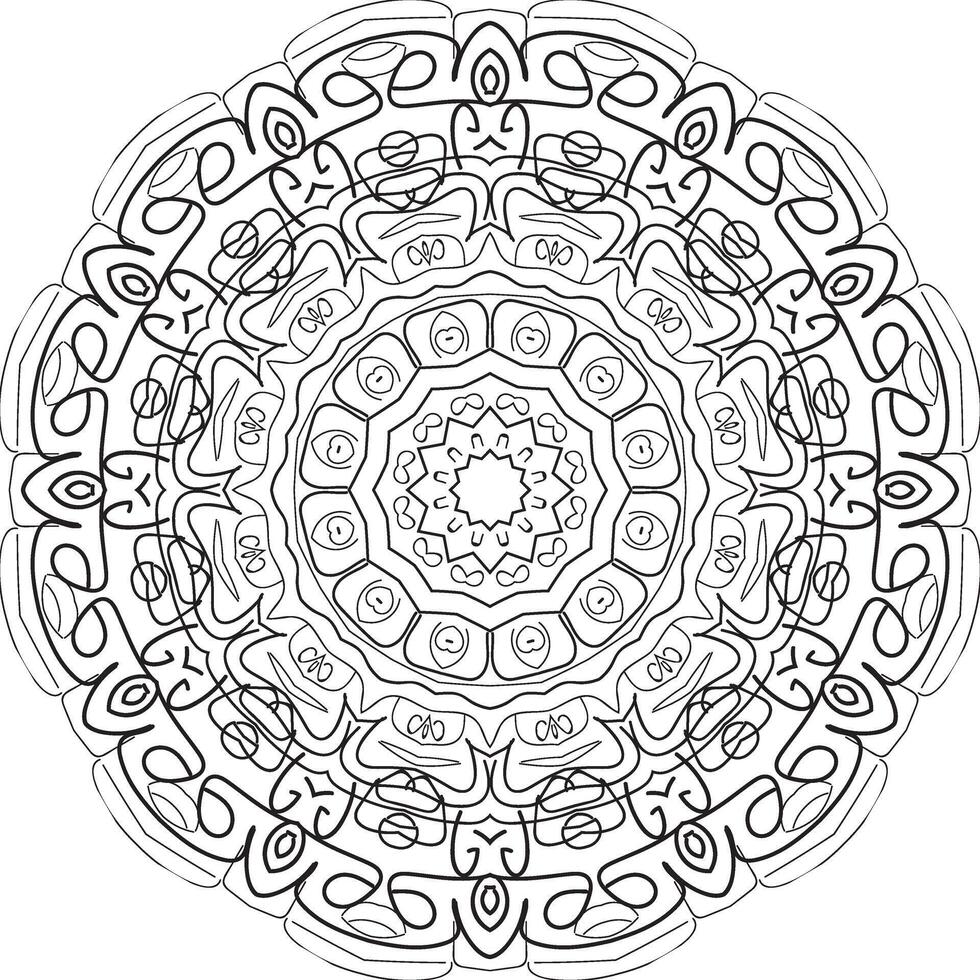 Circular pattern in form of mandala for Henna, Mehndi, tattoo, decoration. Decorative ornament in ethnic oriental style. Coloring book page. vector