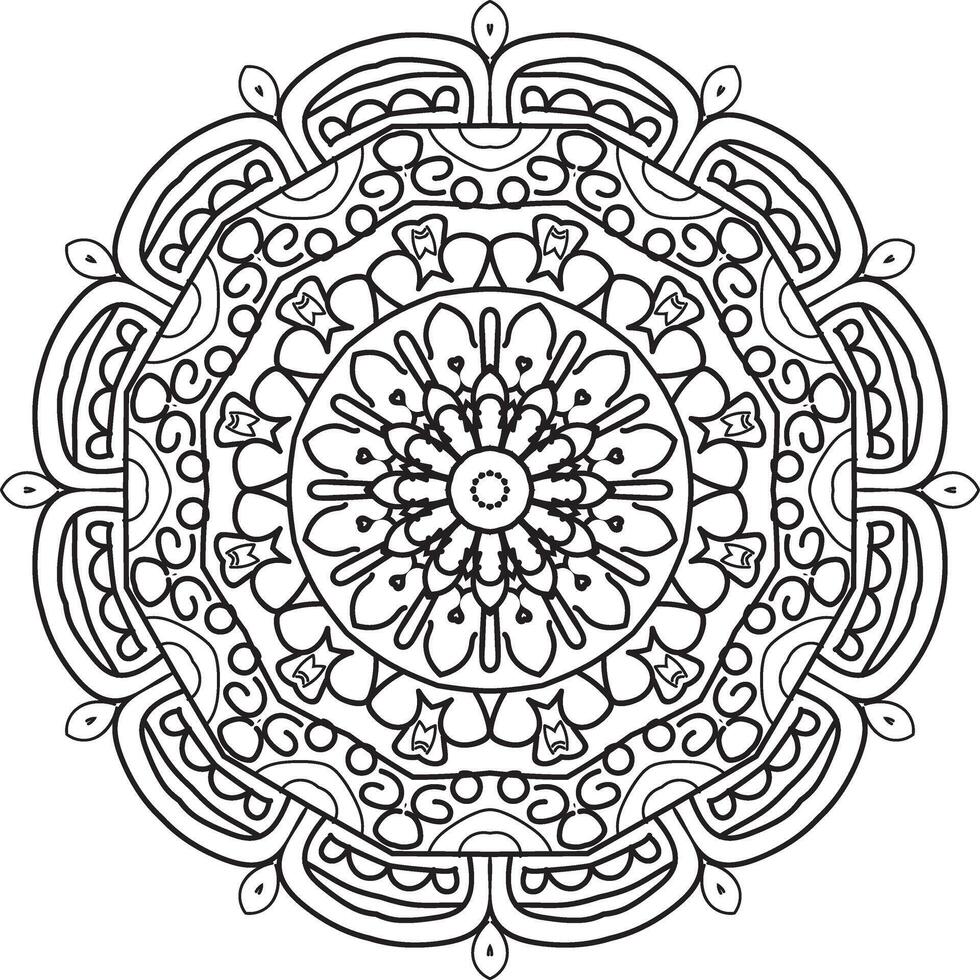 patrón circular en forma de mandala para henna, mehndi, tatuaje, decoración. adorno decorativo en estilo étnico oriental. página de libro para colorear. vector