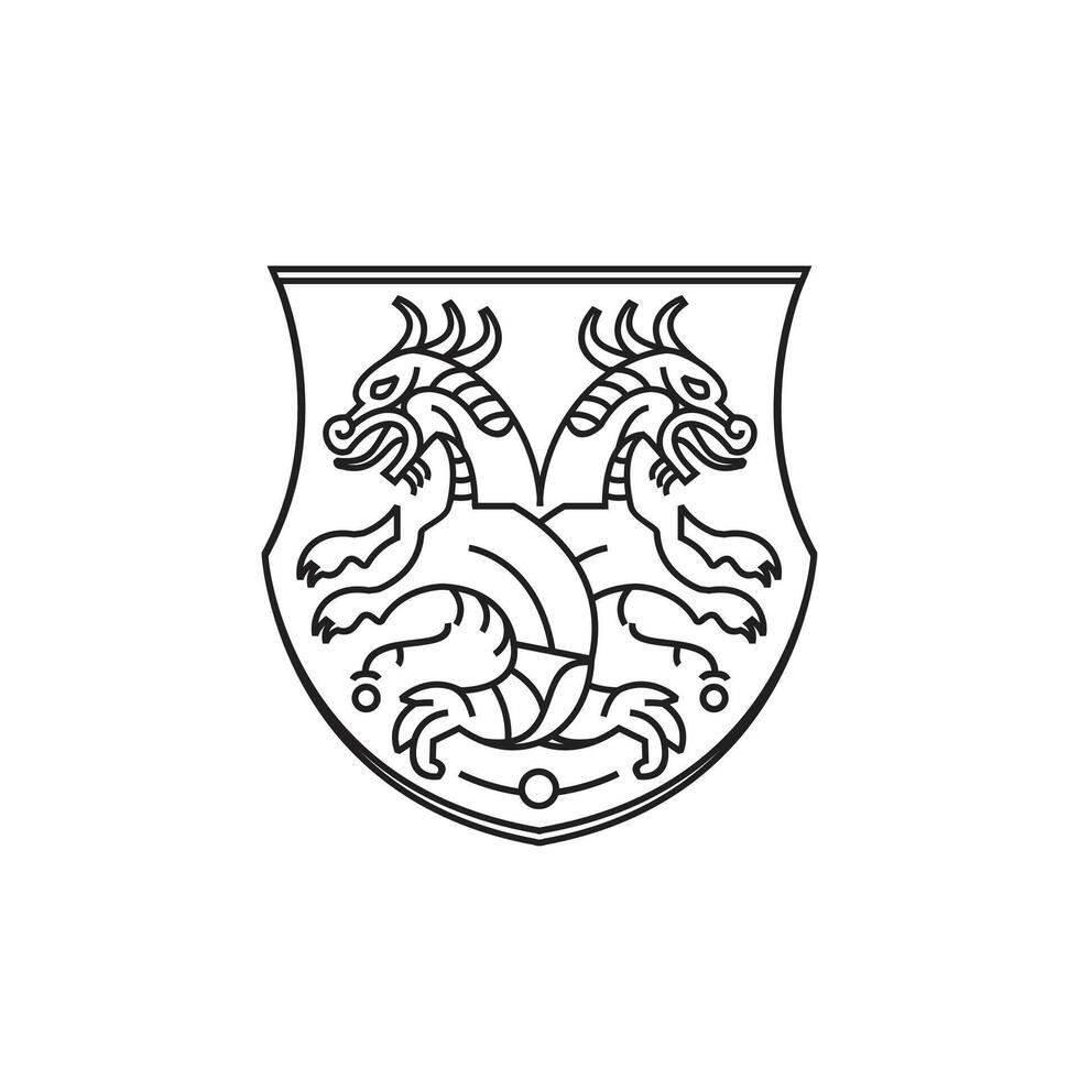 vector illustration of nordic ancient dragon logo icon with symbol of strength and power