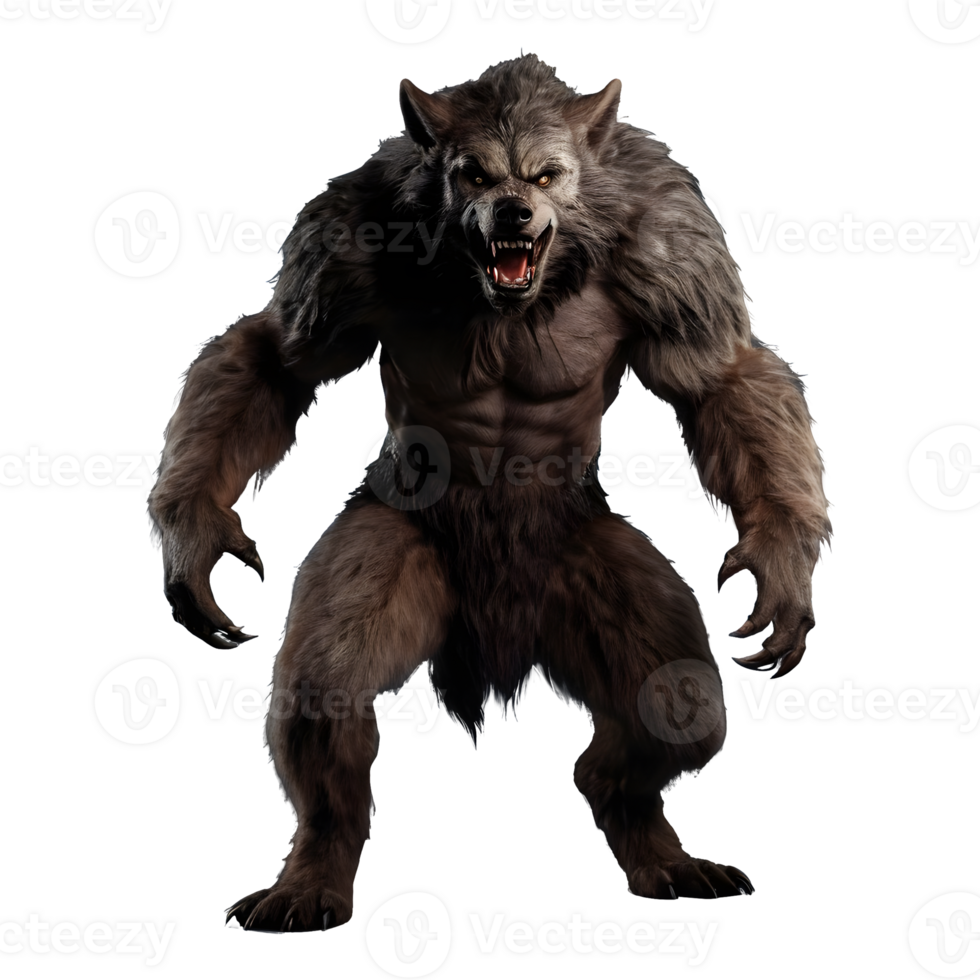 AI generated A werewolf or lycanthrope isolated on a transparent background isolated png