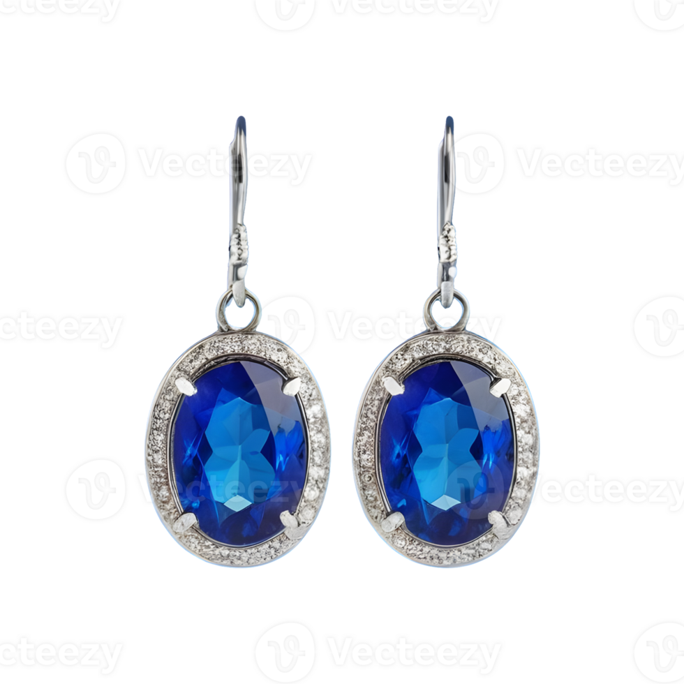 AI generated Blue and silver earrings isolated on transparent background png