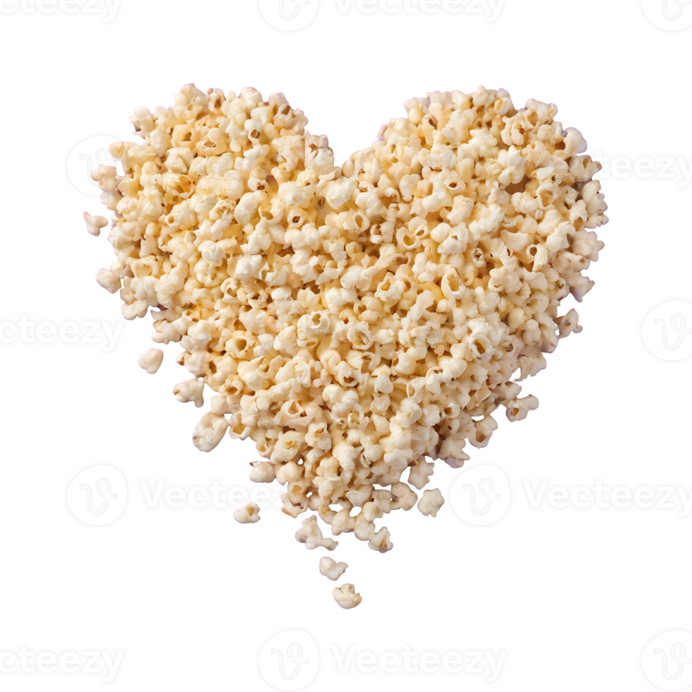 AI generated Heart shaped popcorn on a transparent background isolated png