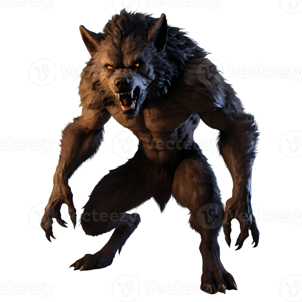 AI generated A werewolf or lycanthrope isolated on a transparent background isolated png