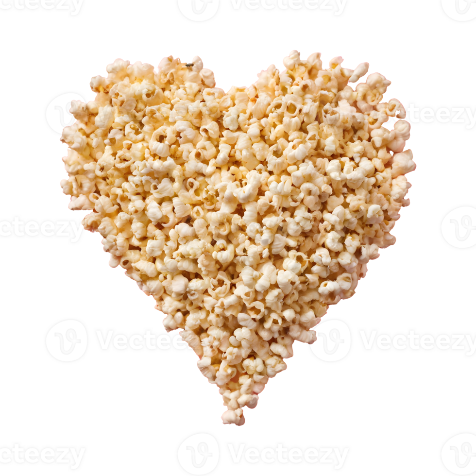AI generated Heart shaped popcorn on a transparent background isolated png