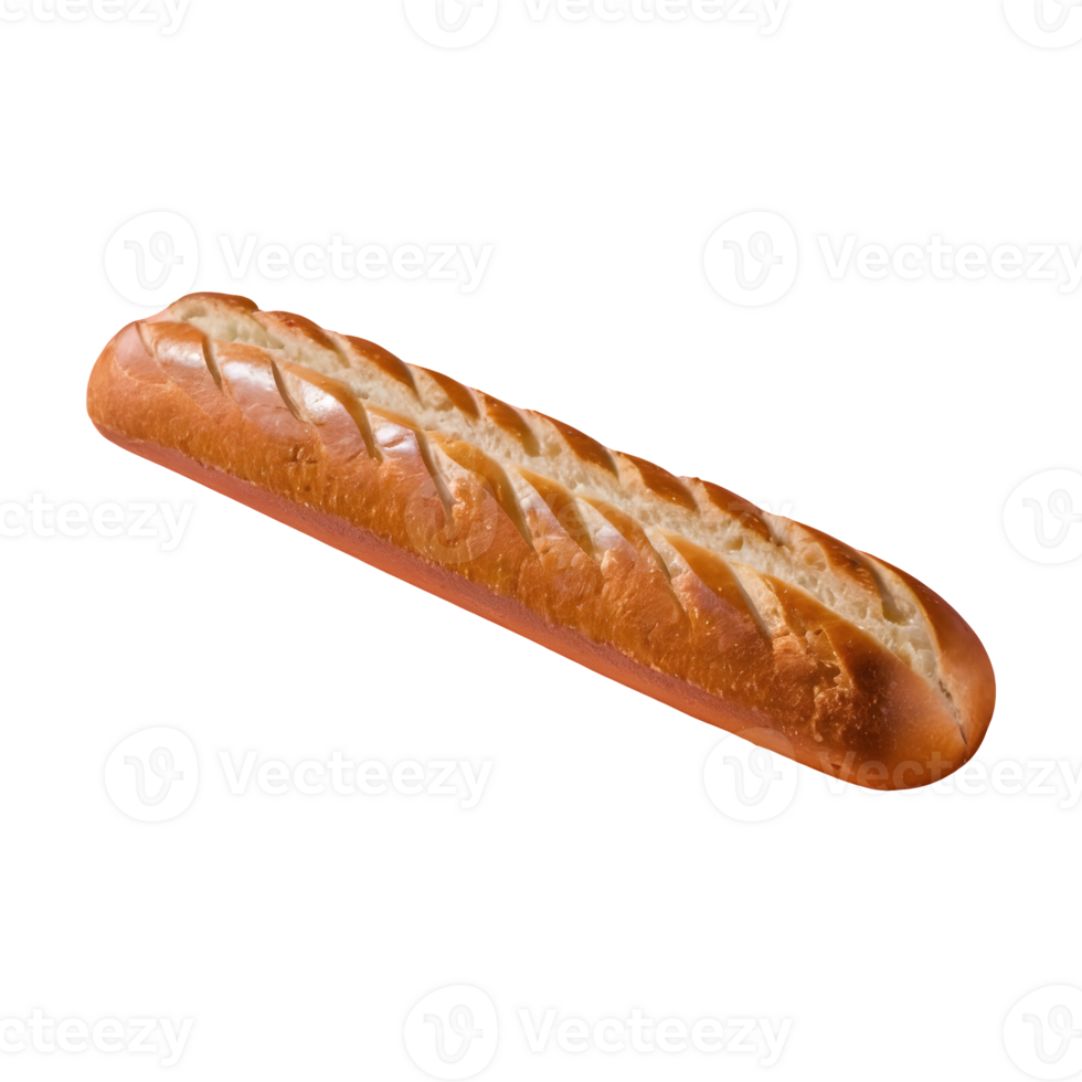 AI generated Isolated long baguette loaf with shadow on transparent background isolated png