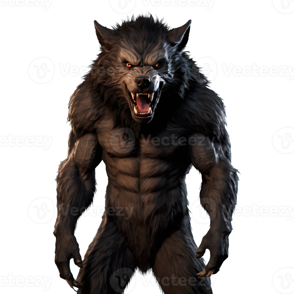 AI generated A werewolf or lycanthrope isolated on a transparent background isolated png