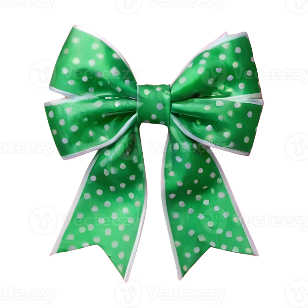 AI generated Transparent background with green polka dot bow isolated png