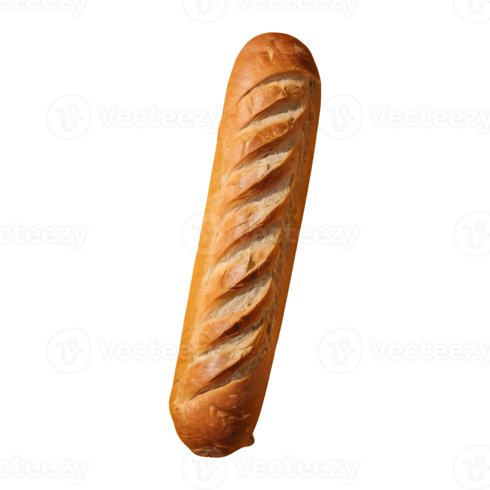 AI generated Isolated long baguette loaf with shadow on transparent background isolated png