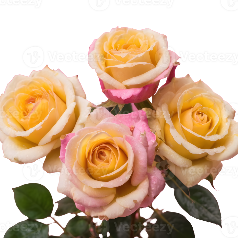 AI generated pink and yellow roses isolated png