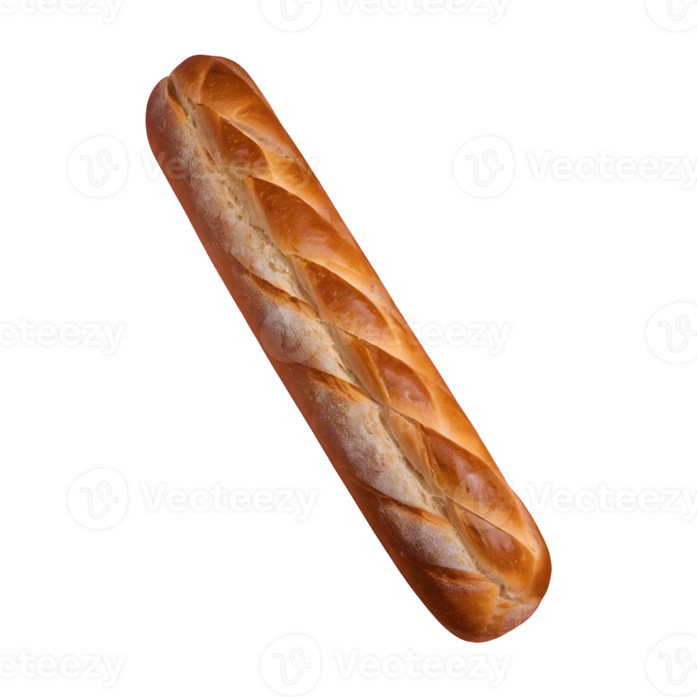 AI generated Isolated long baguette loaf with shadow on transparent background isolated png