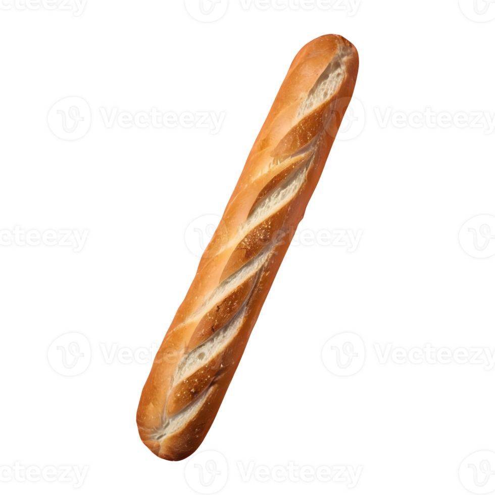 AI generated Isolated long baguette loaf with shadow on transparent background isolated png