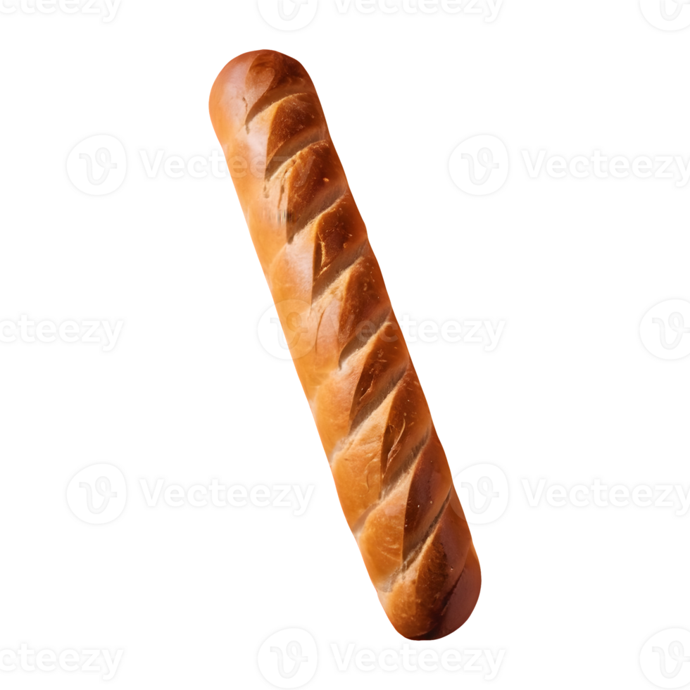 AI generated Isolated long baguette loaf with shadow on transparent background isolated png