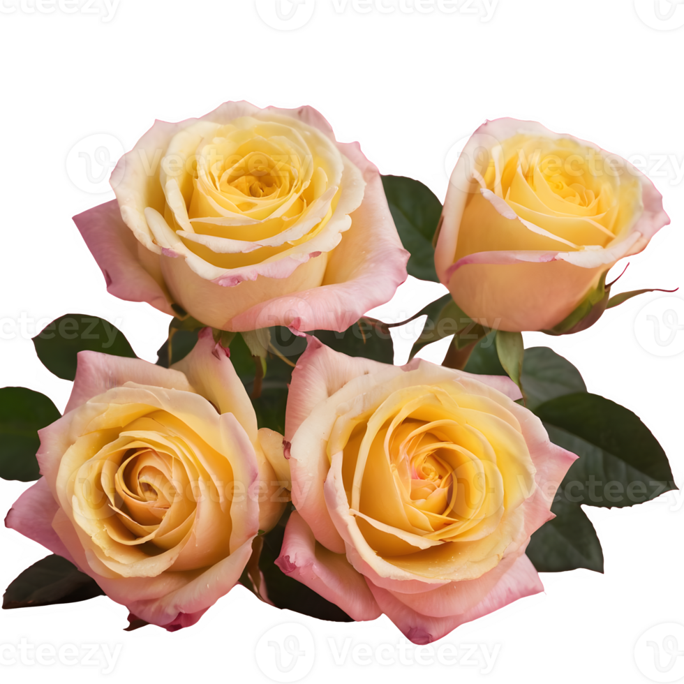 AI generated pink and yellow roses isolated png