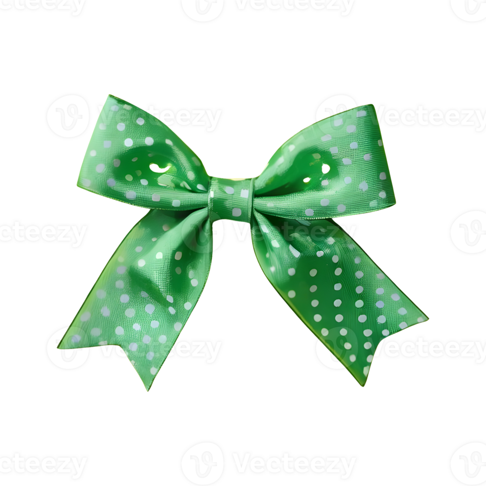 AI generated Transparent background with green polka dot bow isolated png