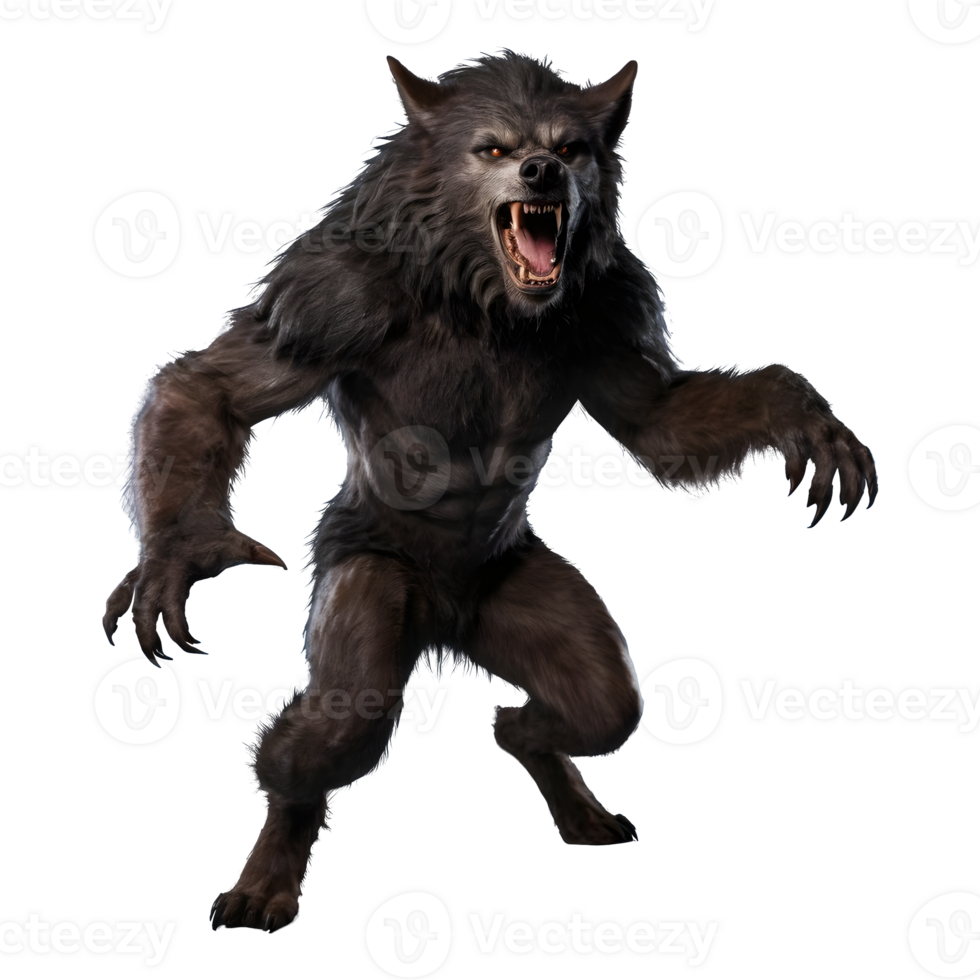 AI generated A werewolf or lycanthrope isolated on a transparent background isolated png