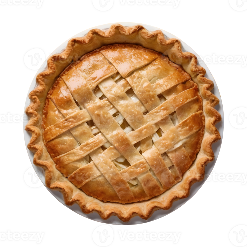 AI generated Transparent background surrounds sweet round apple pie isolated png